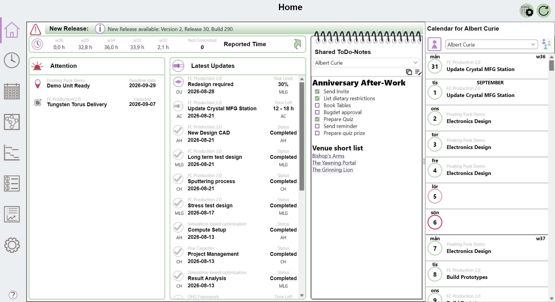 Home page screen shot example